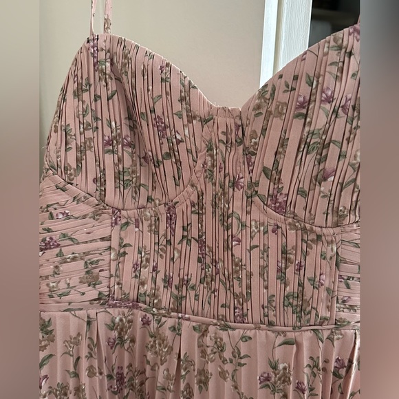 Cascading Crush Pink Floral Print Tiered Bustier Midi Dress - Picture 4 of 6